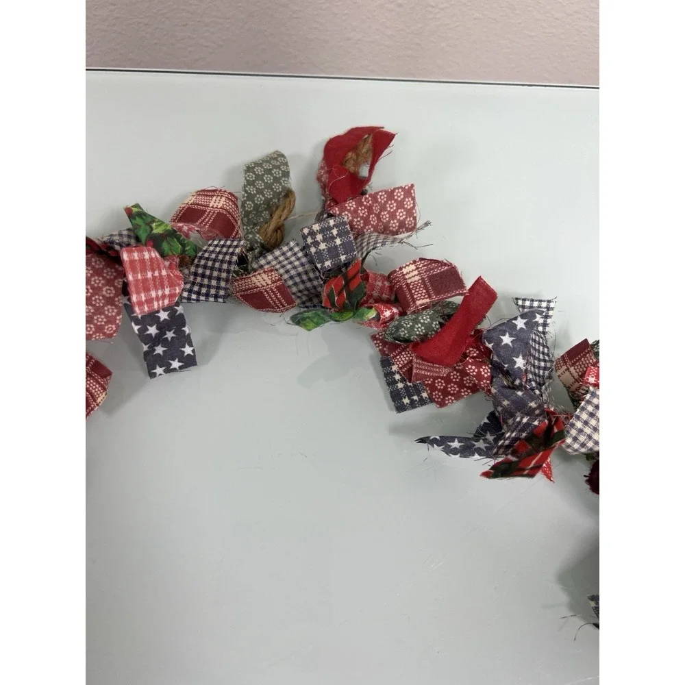 Rustic Primitive Christmas Garland Snowman Americana Farmhouse Decor